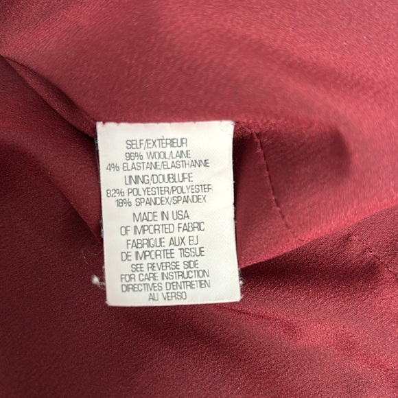 Theory Womens 2 Blazer Jacket Open Maroon Red Delaven Wool Stretch - Picture 3 of 3